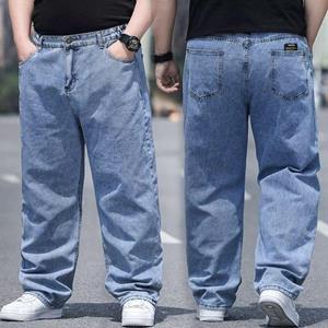 Little red horse Big Size Jeans Men Loose Straight Plus Size Sports Pants Fat Fat Man Elastic Long Pants Trend
