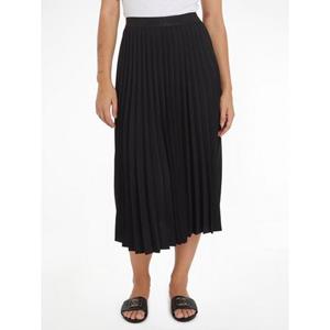 Tommy Hilfiger Plisseerock "FLUID TWILL PLEATED MIDI SKIRT", mit Markenlabel