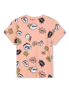 kenzokids Kenzo Kids Katoenen T-shirt met logoprint - Beige
