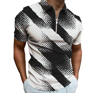 Casual Shirts For Mens Men's Casual Fashion and Trend Checkered 3D Printed Short Sleeved POLO Short Sleeved T-shirt
