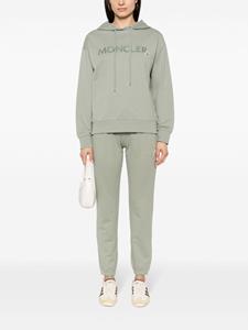 Moncler logo-embroidered cotton hoodie - Groen