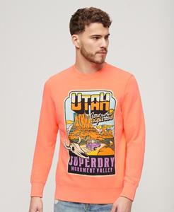 Superdry Mannen Neon Travel Sweatshirt met Losse Pasvorm Oranje