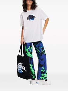 karllagerfeldjeans Karl Lagerfeld Jeans x Crapule2000 mid waist jeans met wijde pijpen - Blauw