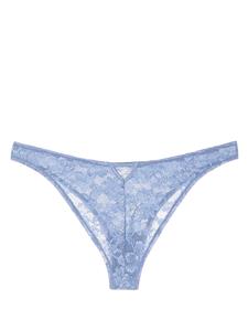 Fleur Du Mal String met bloemenkant - Blauw