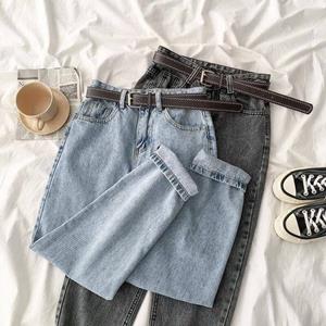 WQJ17EP Vintage rechte hoge taille jeans dames vriendje moeder streetwear denim jeans casual losse plus size denim broek