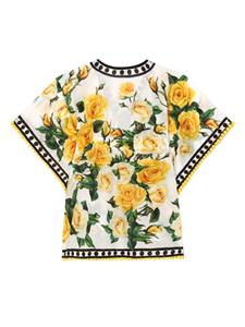 dolce&gabbanakids Dolce & Gabbana Kids Blousejurk met roosprint - Wit