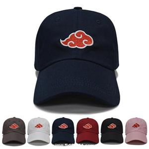 91530103MAC32JTX96 Gewassen Cowboy Daddy Hat Akatsuki Logo Anime Naruto Daddy Hat Uchiha Familie Logo Geborduurde Baseball Cap Zwarte Stretch Cap zwart