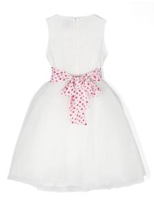 Simonetta floral-trim tulle dress - Wit