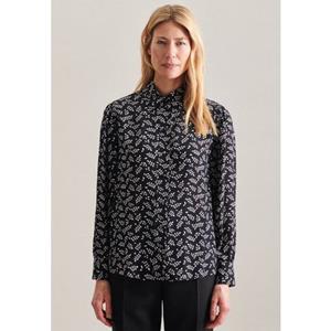 Seidensticker Klassieke blouse Zwarte roos Lange mouwen kraag print