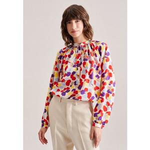 Seidensticker Klassieke blouse Zwarte roos Lange mouwen kraag print