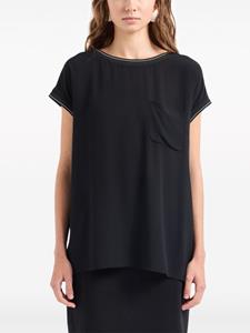 Emporio Armani Chiffon blouse met korte mouwen - Zwart