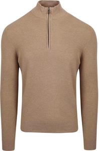 Suitable Half Zip Trui Structuur Beige