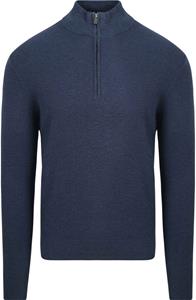 Suitable Half Zip Trui Structuur Petrol