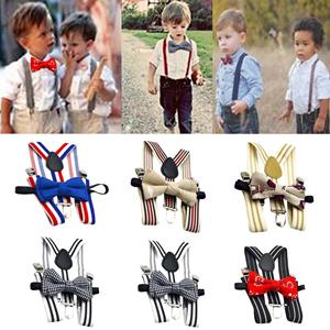 ()Kids Baby Boys Party Bijpassende bretels bretels en luxe vlinderdas set