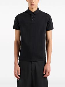 Emporio Armani logo-embroidered cotton polo shirt - Zwart