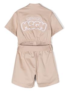 MSGM Kids logo-embroidered playsuit - Beige