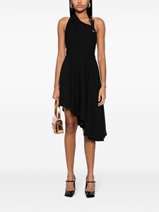 versacejeanscouture Versace Jeans Couture Crêpe jurk met logogesp - Zwart