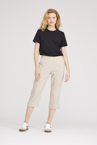 LAURIE Damen vegan Hose Taylor Regular Capri Mittellang Grau Sand