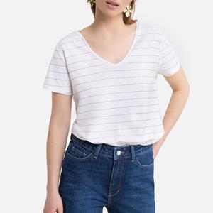 Pieces Gestreept T-shirt met V-hals