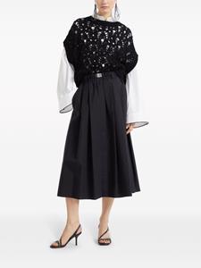 Brunello Cucinelli belted-waist gather-detail midi skirt - Zwart