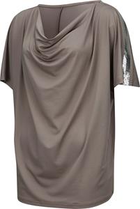 Your Look... for less! Dames Shirt met cascadehals taupe Größe