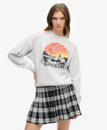 Superdry Vrouwen Travel Souvenir Sweatshirt met Losse Pasvorm Grijs