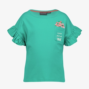 TwoDay meisjes T-shirt groen met glitter hartjes