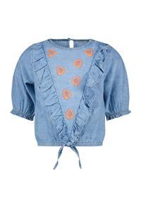 Like Flo Meisjes jeans top met knoop - Lt denim