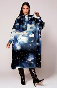 Rainkiss Damen vegan Rain Poncho Starry Night Schwarz & Blau