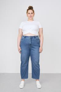 Dawn Damen vegan Stardust O-Shape Jeans Mittelblau