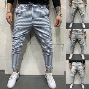 ZXXY Mode mannen gestreepte broek Britse stijl man broek streetwear potlood broek slim fit mens lange broek