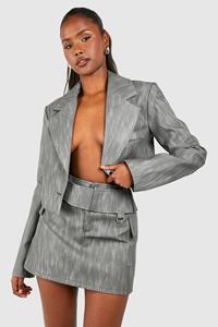 Boohoo Gebleekt Nepleren Mid Rise Mini Rokje Met Ceintuur, Charcoal
