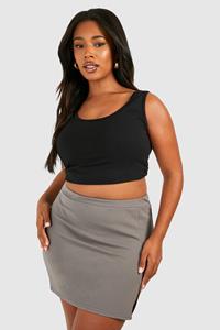 Boohoo Plus Mini Rokje Met Zijsplit, Charcoal