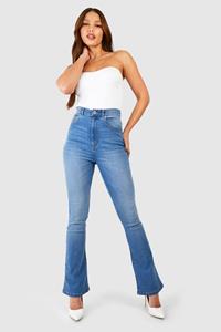 Boohoo Tall Basic Flared Jeans, Mid Blue