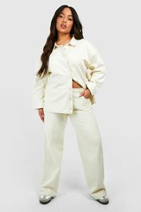 Boohoo Plus Licht Gebleekte Jeans Met Rechte Pijpen, Ecru