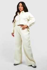 Boohoo Plus Wide Leg Jeans Met Touwtjes, Ecru