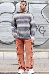 Boohoo Baggy Acid Wash Gebleekte Corduroy Broek Met Zakken In Burnt Orange, Burnt Orange