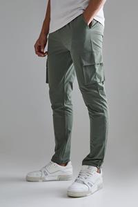 Boohoo Dunne Elastische Stretch Skinny Fit Cargo Broek, Khaki
