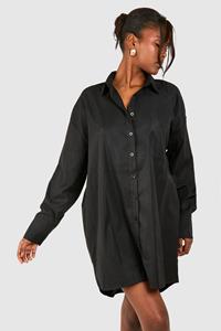 Boohoo Cotton Poplin Ultimate Oversized Shirt Dress, Black