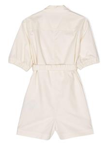 monclerenfant Moncler Enfant Playsuit met logopatch en driekwart mouwen - Beige