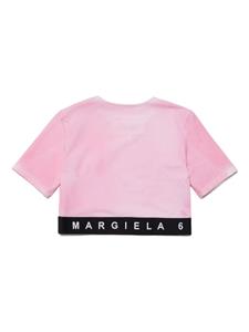 mm6maisonmargielakids MM6 Maison Margiela Kids Gerafeld T-shirt met logoprint - Roze