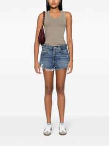 AGOLDE Denim shorts met franje - Blauw