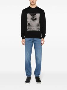 BOSS Katoenen sweater met logoprint - Zwart