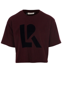 Looxs Revolution Cropped t-shirt katoen/modal wine voor meisjes in de kleur