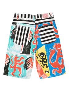 Charles Jeffrey Loverboy mix-print denim shorts - Wit