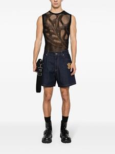 Off-White Katoenen denim shorts met logopatch - Blauw