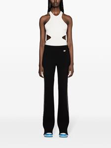 Off-White Geribbelde flared broek met zijstreep - Zwart