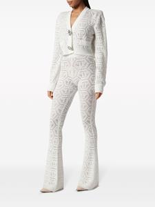 Philipp Plein Gebreide broek met monogram - Wit