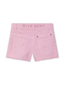 givenchykids Givenchy Kids Shorts met gerafeld effect en plakkaat - Roze