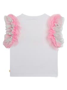 Billieblush sequin-embellished frill-sleeve T-shirt - Wit